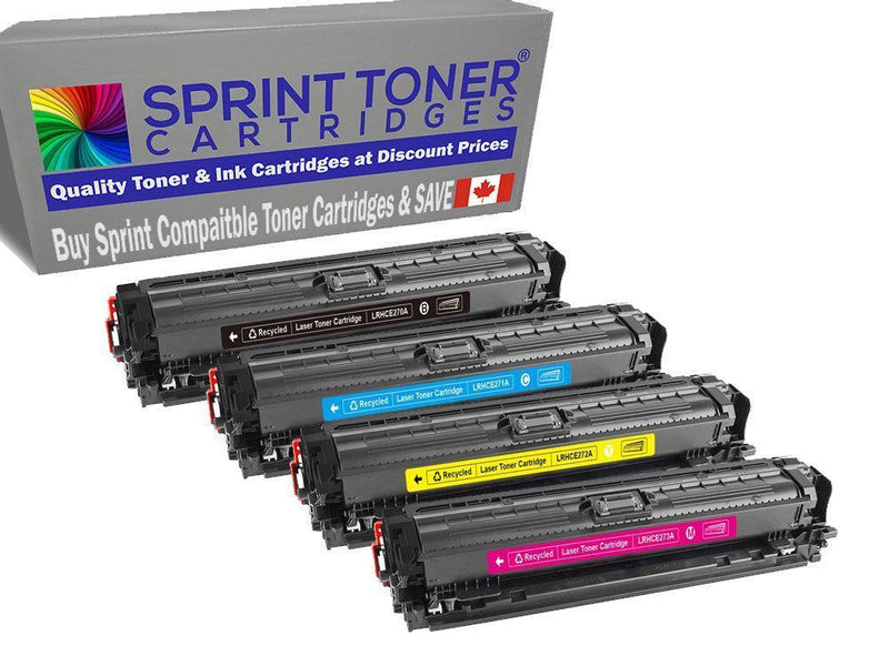 Load image into Gallery viewer, Compatible HP 650A CE270A/271A/272A/273A Toner Cartridge 4 Pack B/C/Y/M